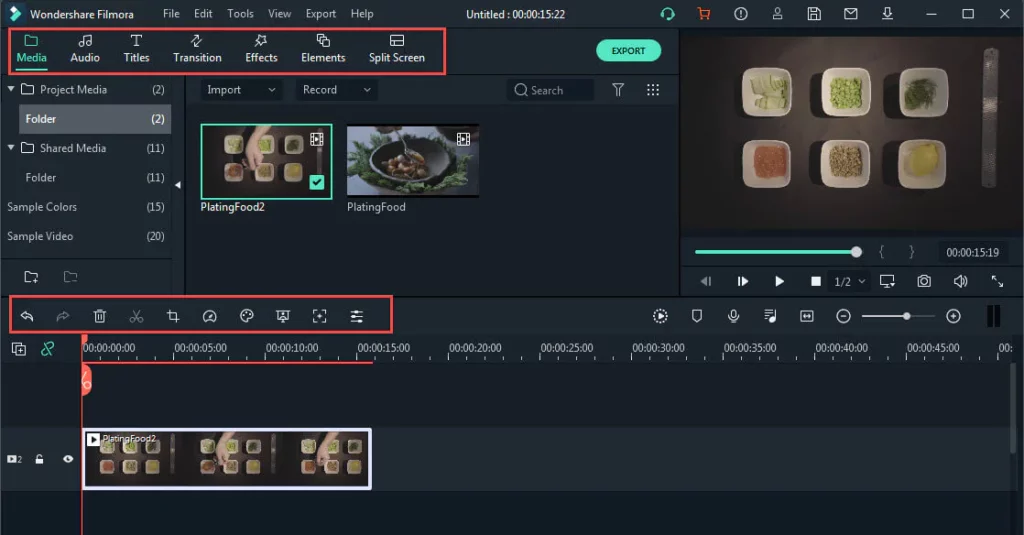 Timeline Filmora